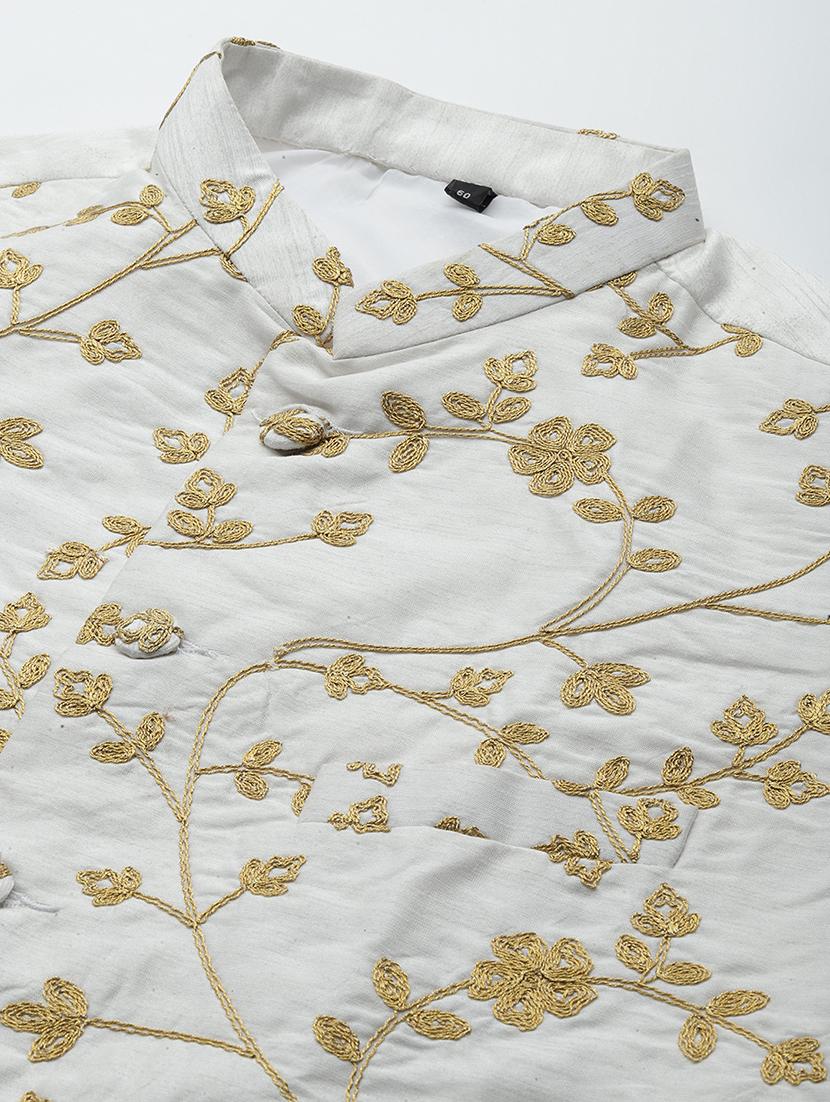 white embroidered nehru jacket - 18409632 - Zoom Image - 5