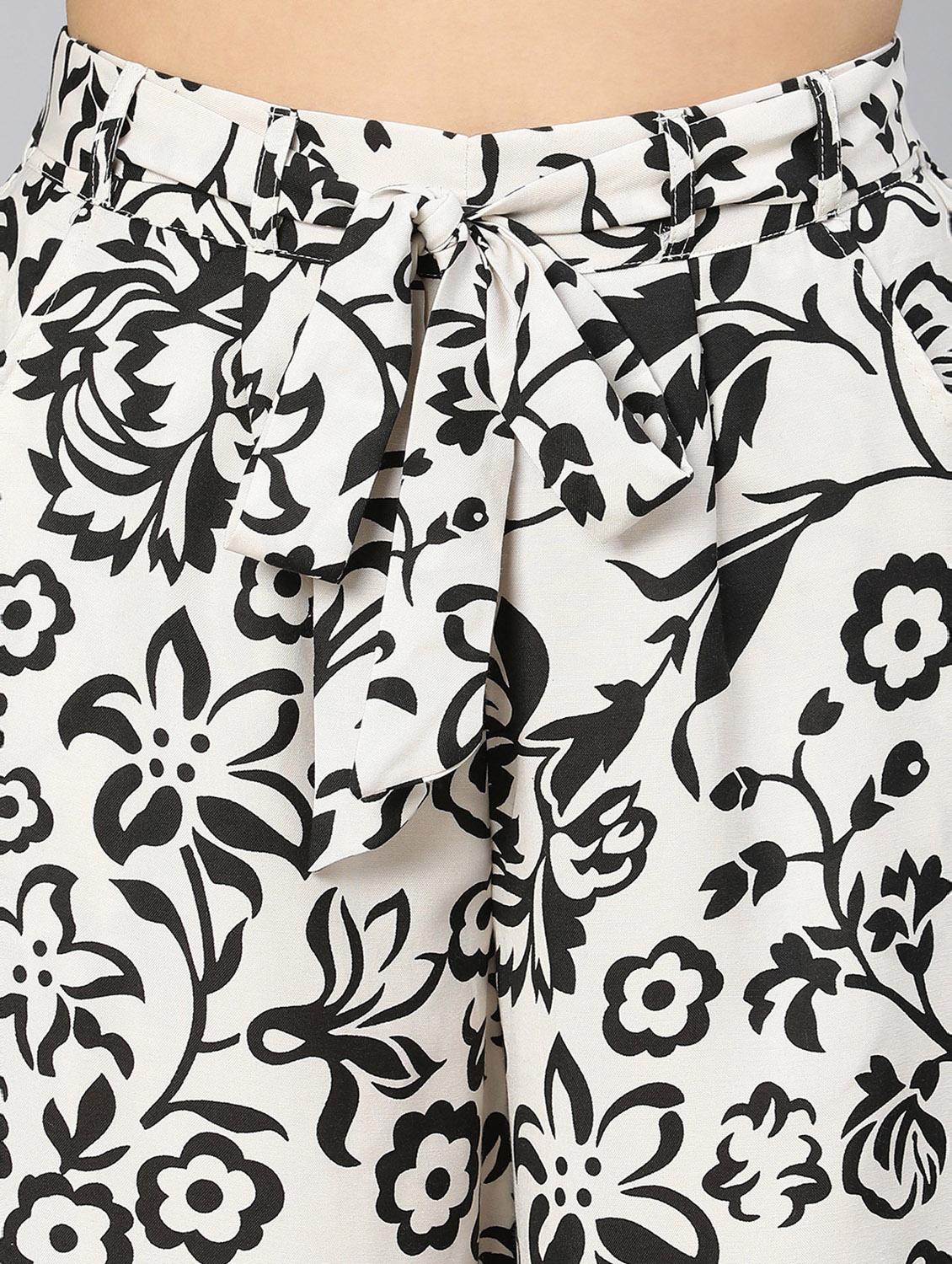 white printed flat front trouser - 18412906 - Standard Image - 5