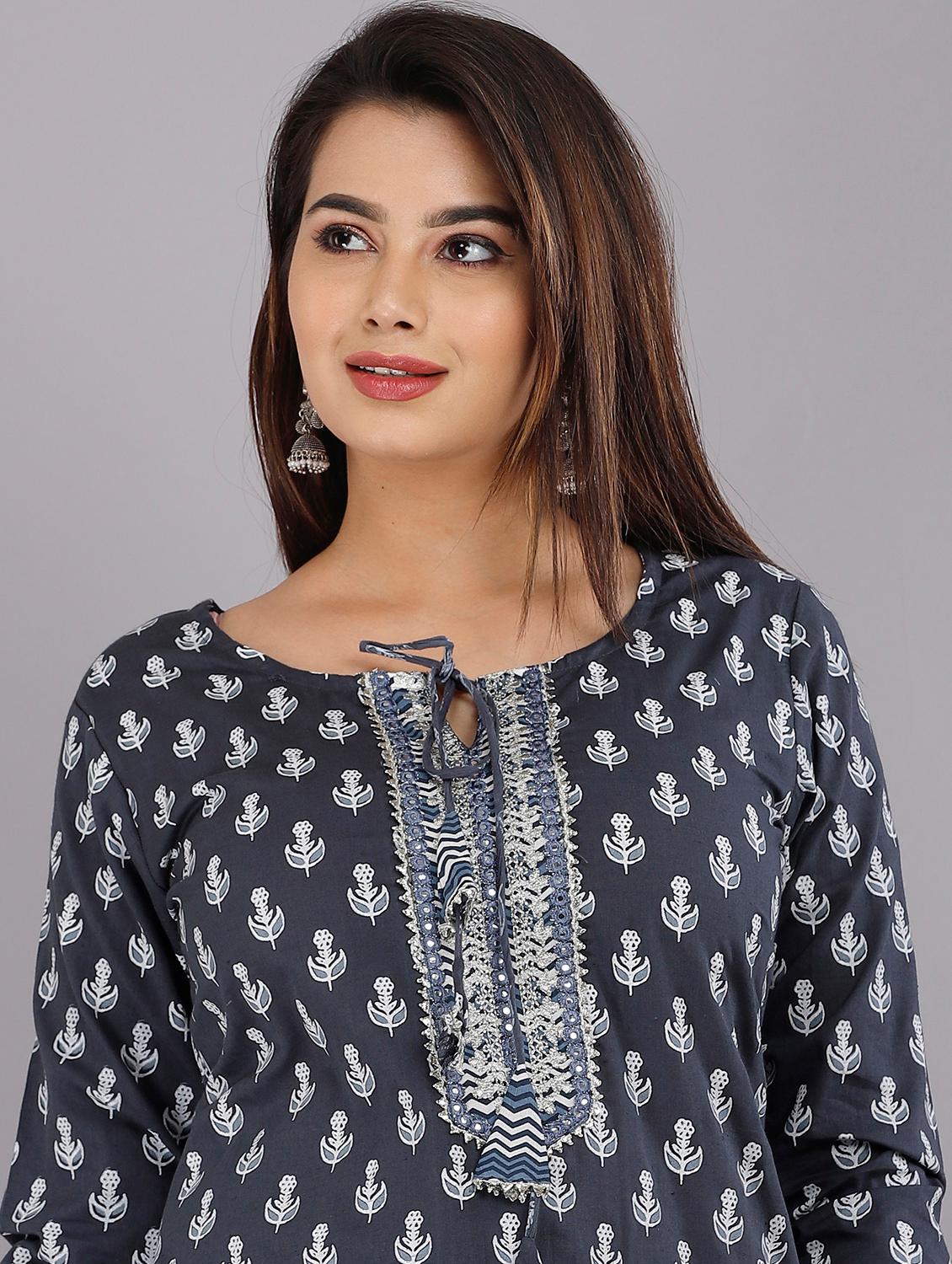 women three quarter sleeve kurta pant with dupatta set - 18413726 - Standard Image - 3