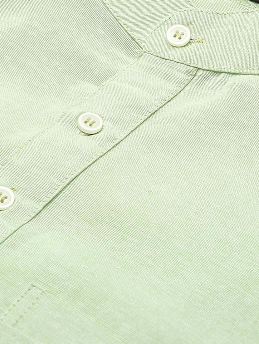 green solid short kurta - 18417412 - Zoom Image - 4