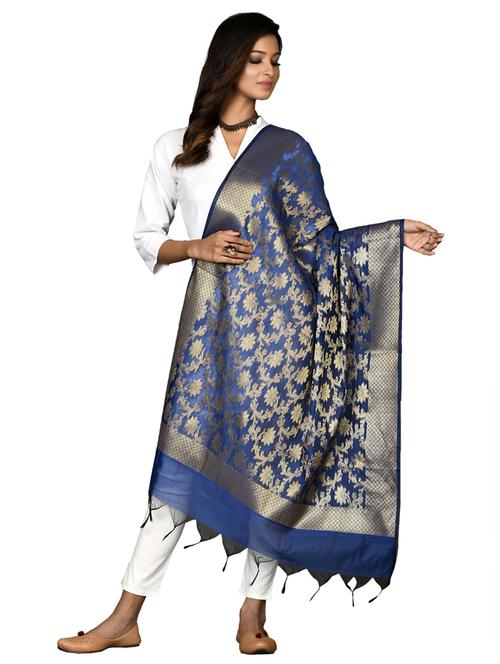 floral banarasi dupatta - 18421143 - Very Small Image - 1