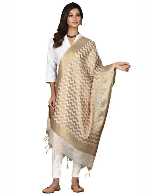 beige chanderi dupatta - 18421168 - Very Small Image - 1