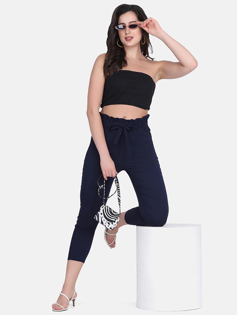 women solid high rise cigarette pant - 18421447 - Standard Image - 3