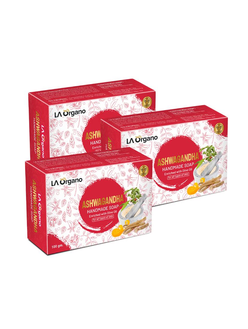 la organo ashwgandha handmade natural bath soap, orange flavor enriched with olive oil (pack of 3) - 18429994 - Zoom Image - 0