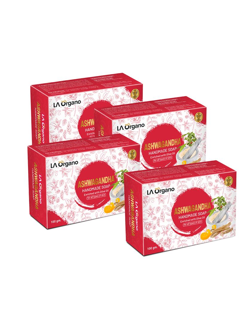 la organo ashwgandha handmade natural bath soap, orange flavour enriched with olive oil (pack of 4) - 18430339 - Zoom Image - 0