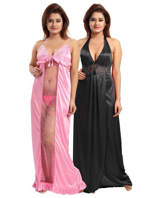 multi colored solid nightwear set - 18431347 - Very Small Image - 1