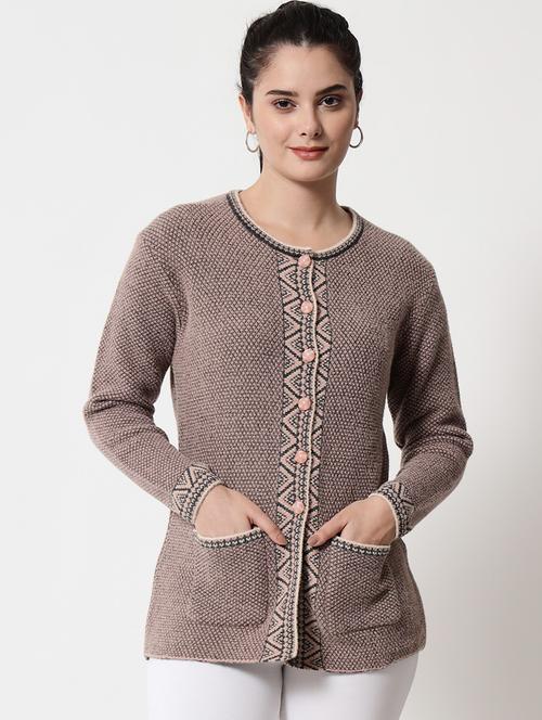 long sleeved self-desined wool cardigan - 18432051 -  Standard Image - 0