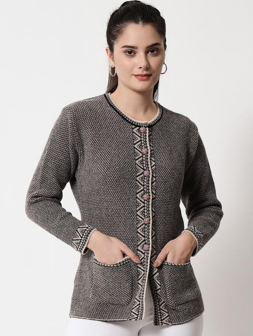 long sleeved self-designed wool cardigan - 18432052 -  Standard Image - 0