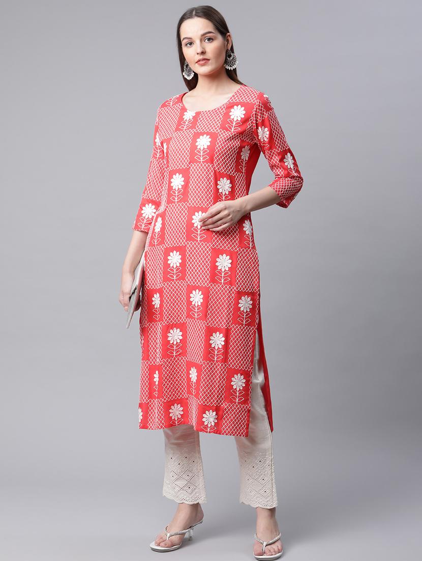 red kurta pant set - 18433609 - Standard Image - 2