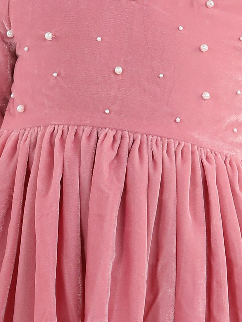 girls mock neck three quarter sleeves frock - 18439471 - Standard Image - 3