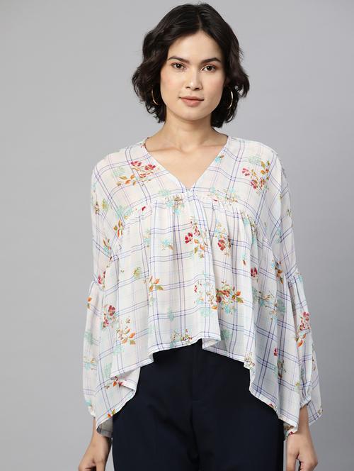 women's asymmetric v neck top - 18443493 - Very Small Image - 1