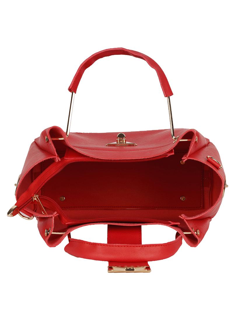 red solid regular handbag with sling bag - 18444816 - Standard Image - 2