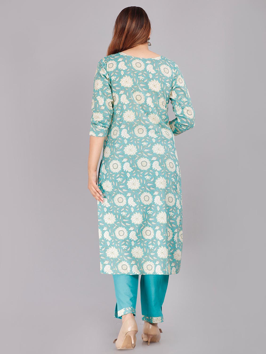 floral printed kurta pant set with dupatta - 18445364 - Zoom Image - 2