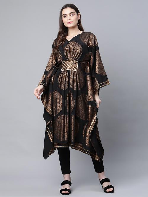foil print kaftan style kurta  - 18449216 - Very Small Image - 1