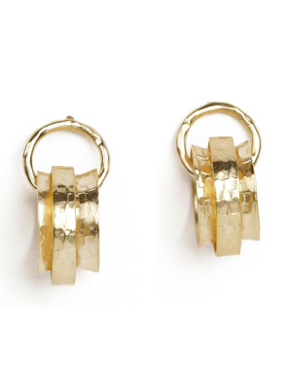 stylish stud hoop gold earrings - 18449975 -  Zoom Image - 0