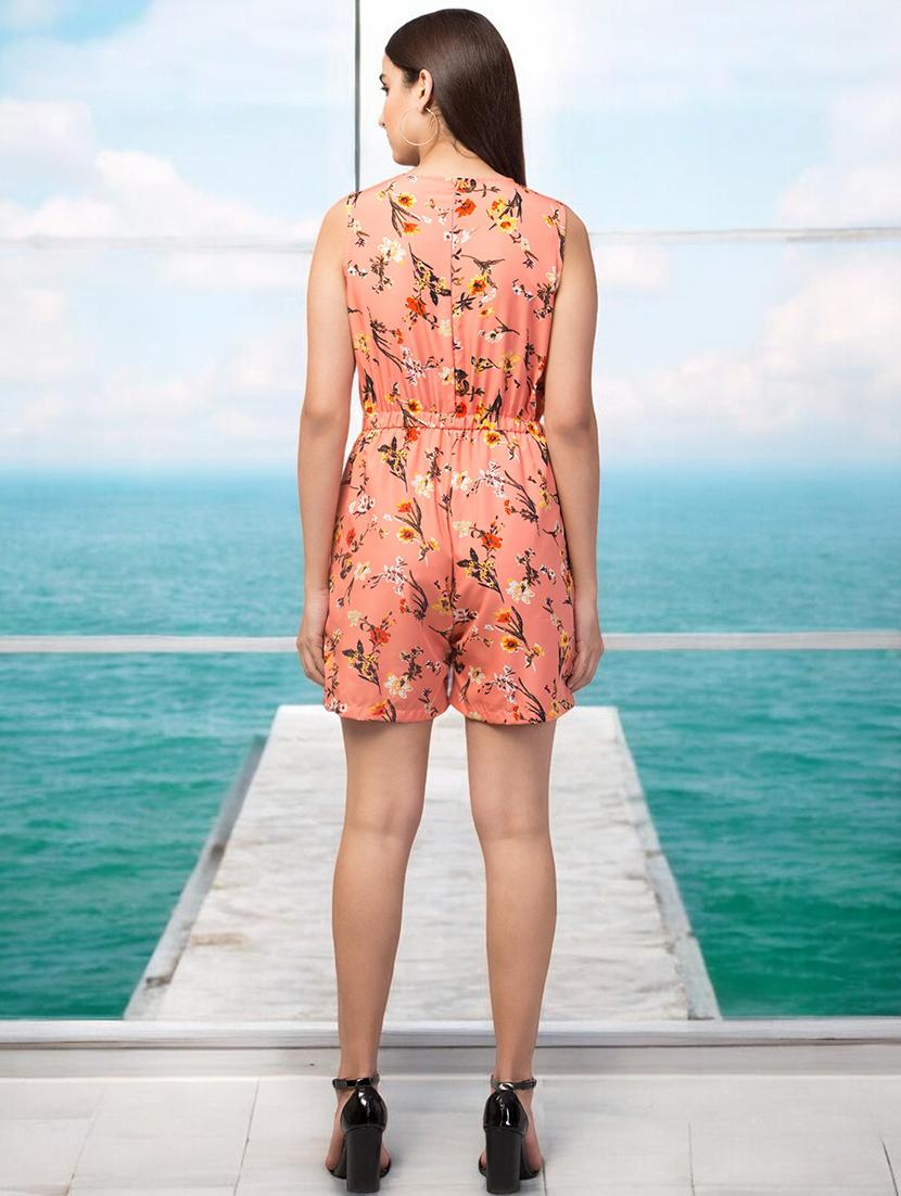 round neck floral romper - 18454679 - Standard Image - 3