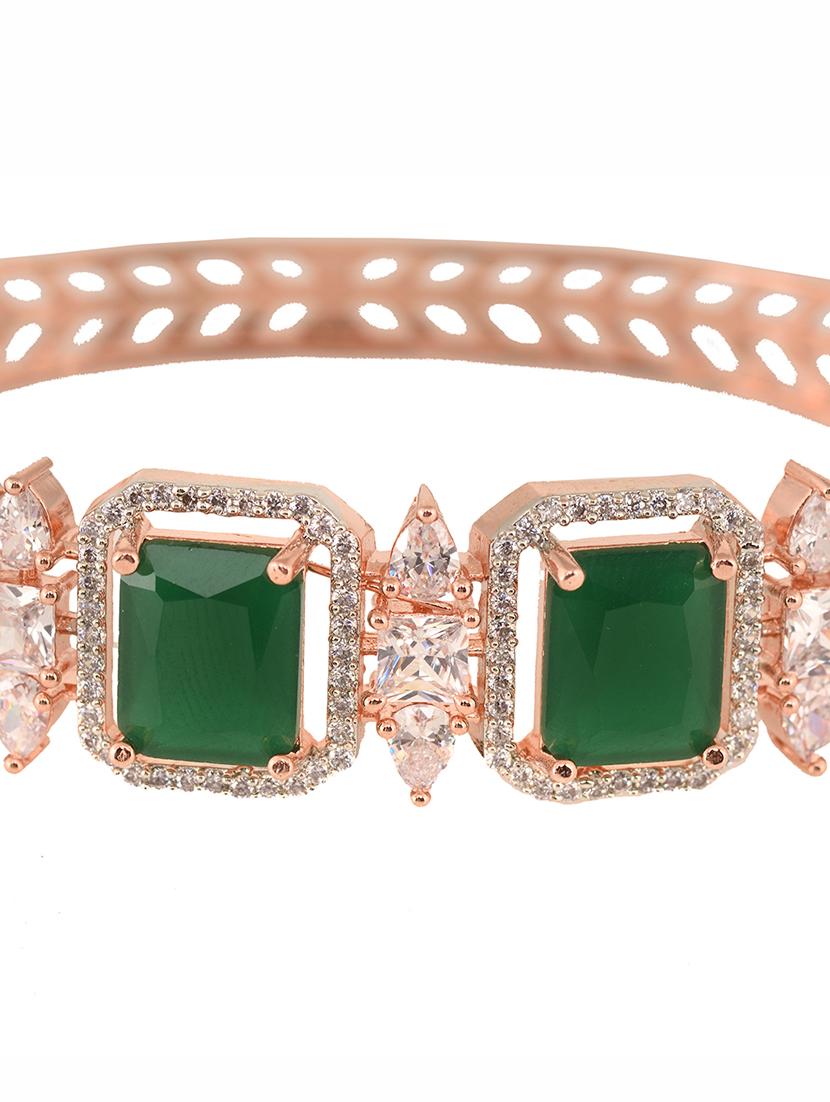 rose gold plated green emerald studded statement bracelet - 18461626 - Standard Image - 5