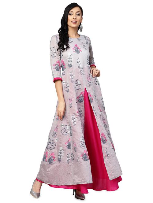 floral layered kurta - 18463720 - Very Small Image - 1