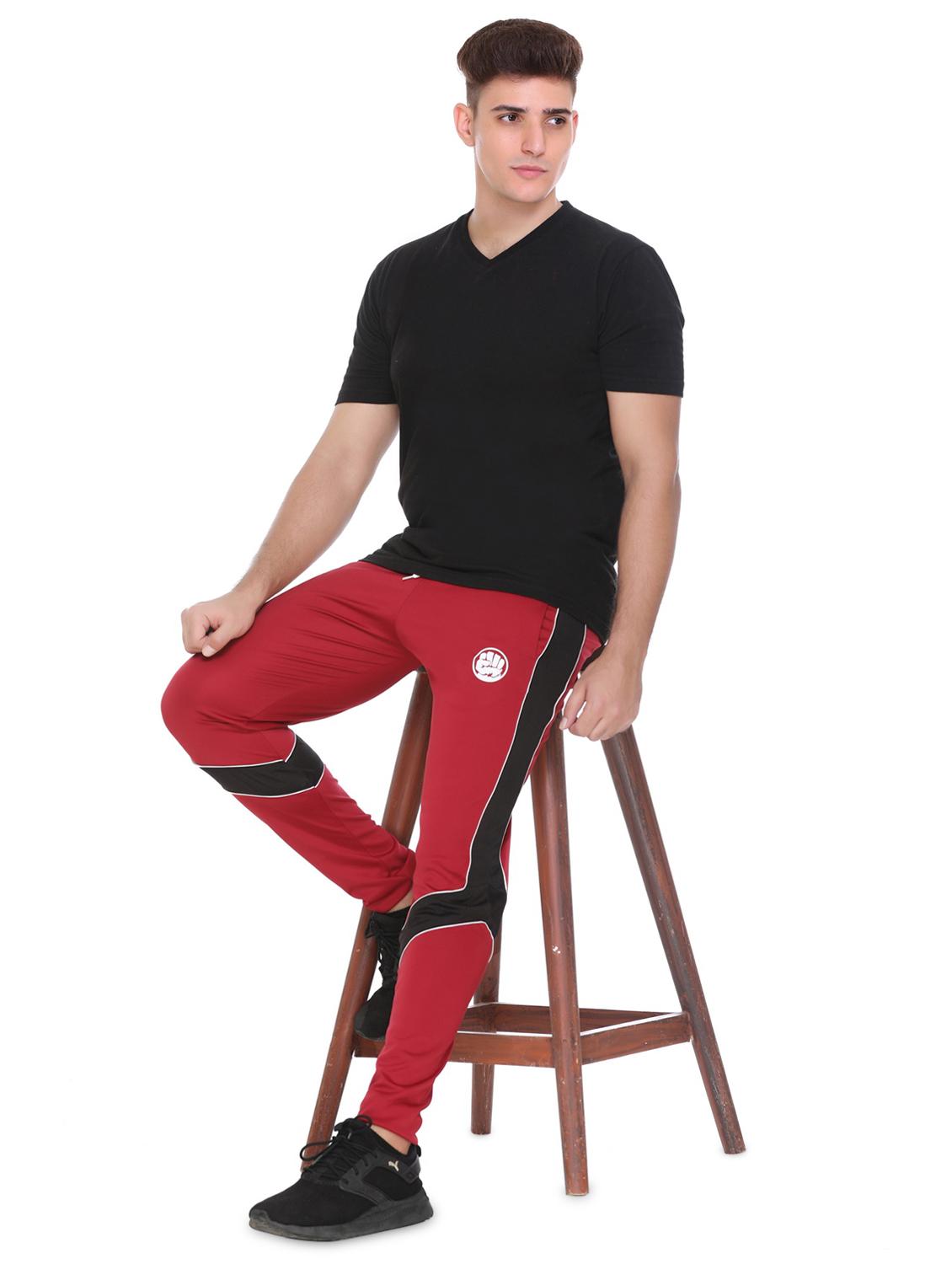 red color-blocked full length track pant - 18465749 - Standard Image - 3