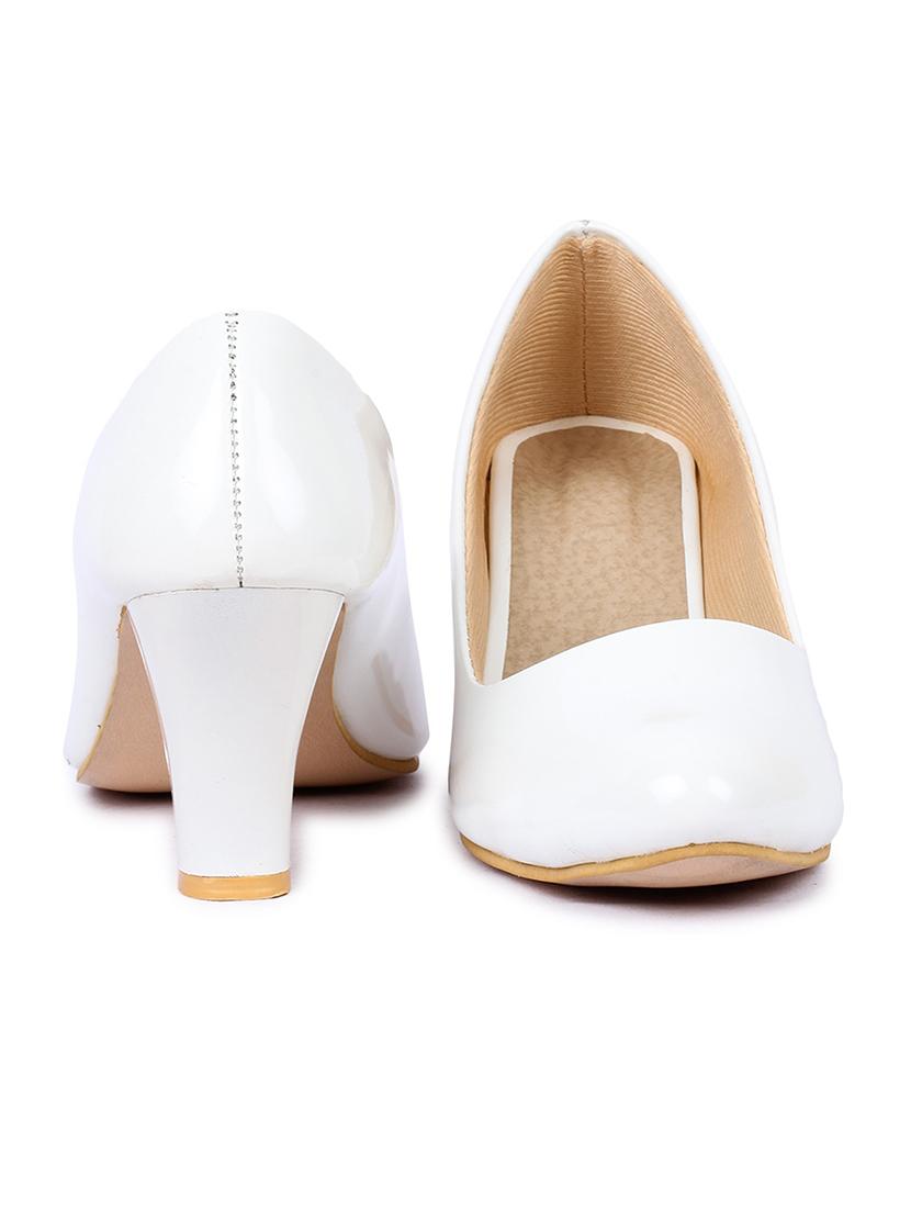 white synthetic slip on pumps - 18468041 - Standard Image - 3