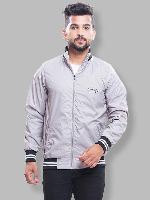 grey solid bomber jacket - 18475681 - Very Small Image - 1