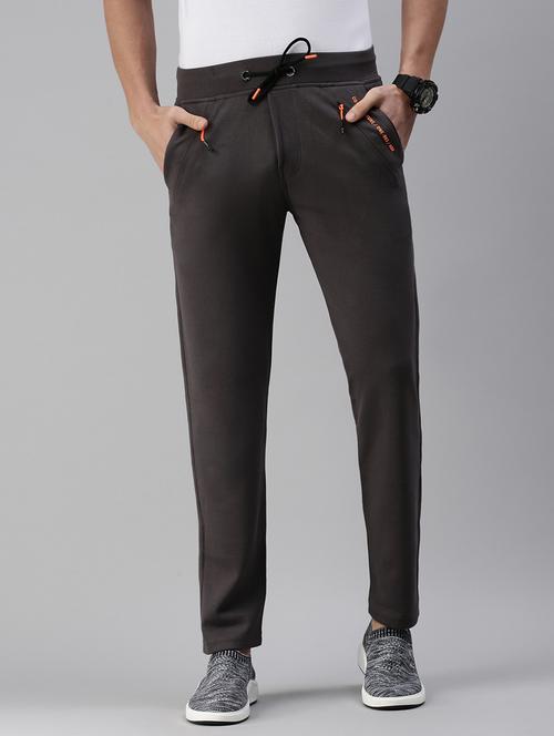 grey solid track pant - 18476601 - Standard Image - 0