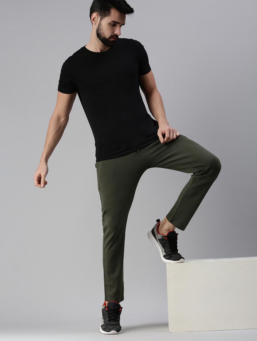 olive green solid track pant - 18476602 - Standard Image - 3
