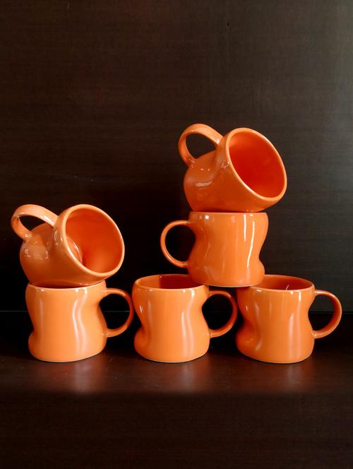vibrant set of 6 cups | cup set | tea cups | set of 6 cups | stoneware - 18476677 - Standard Image - 0