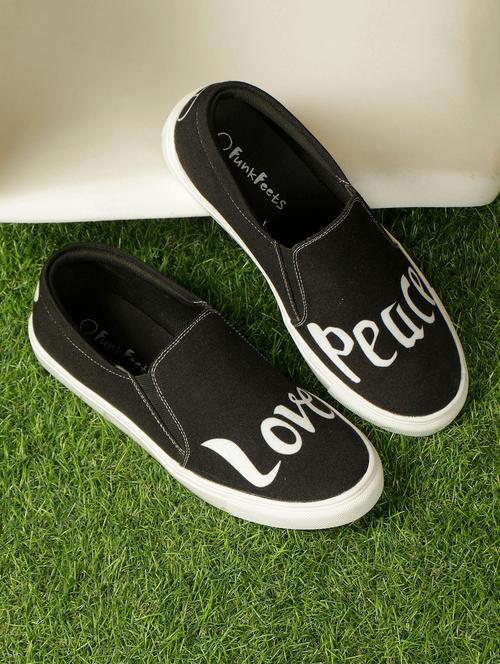 mens black printed slip on sneaker - 18477334 - Very Small Image - 1