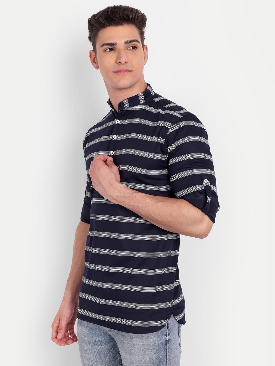 navy blue cotton short kurta - 18519119 - Zoom Image - 1