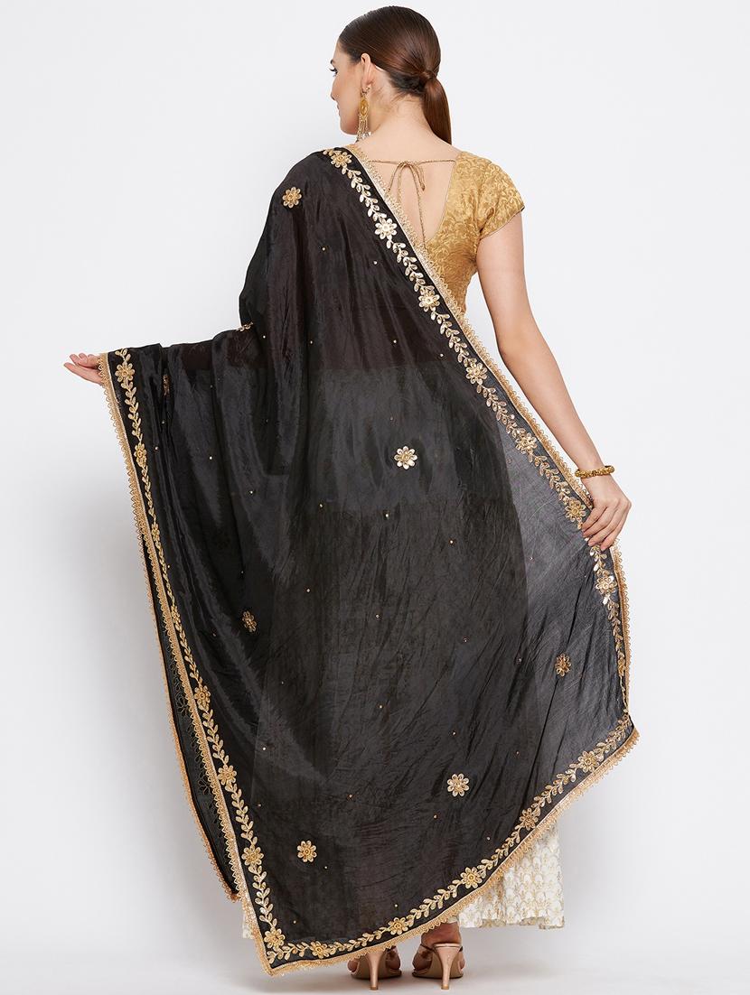 black silk blend dupatta - 18519298 - Zoom Image - 2
