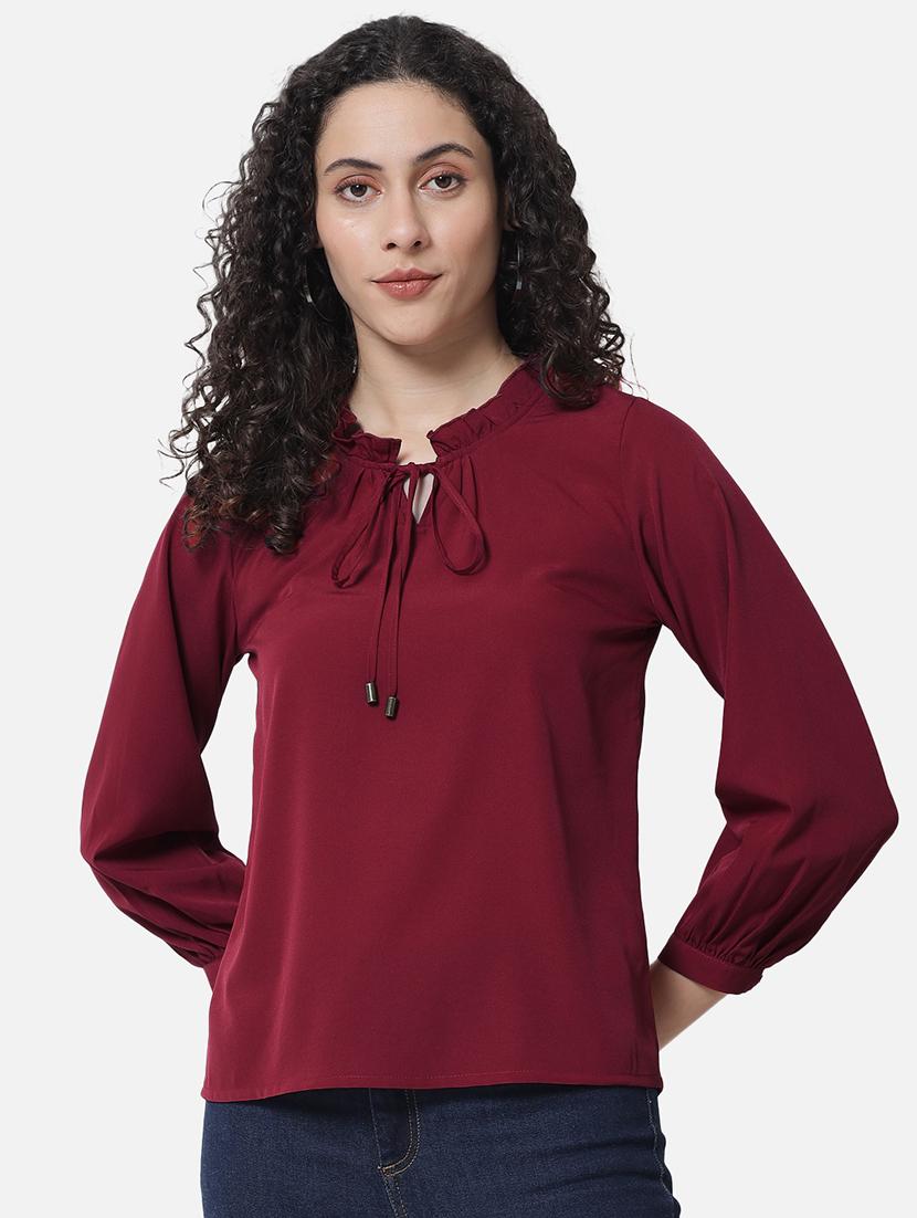 women's straight tie-up neck top