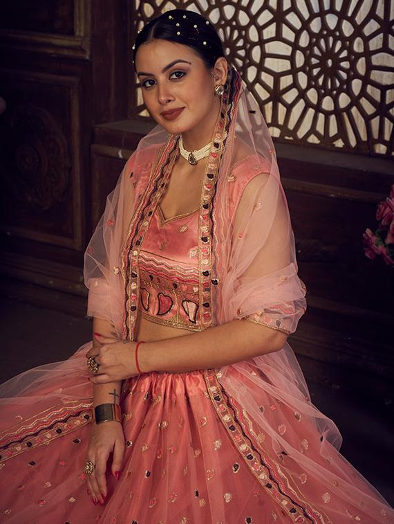 sequined semi-stitched lehenga choli with dupatta - 18520165 - Zoom Image - 2
