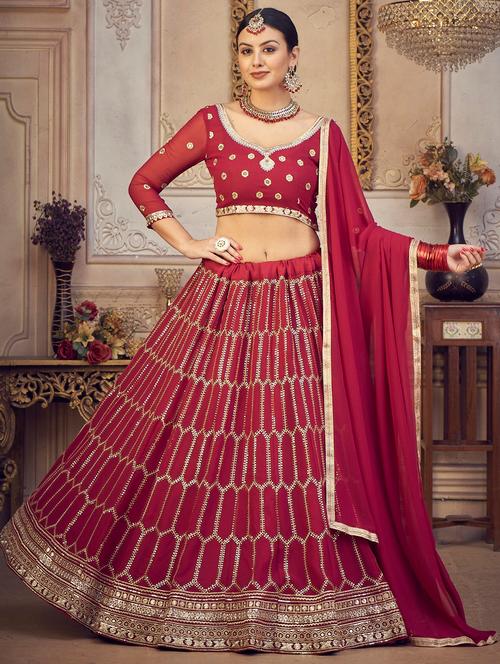 sequined semi-stitched lehenga choli with dupatta - 18520175 - Standard Image - 0