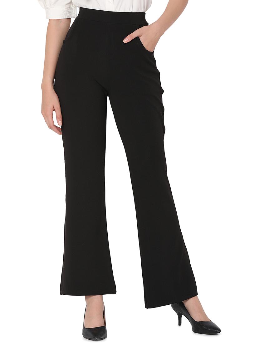 high waist solid bootcut trouser