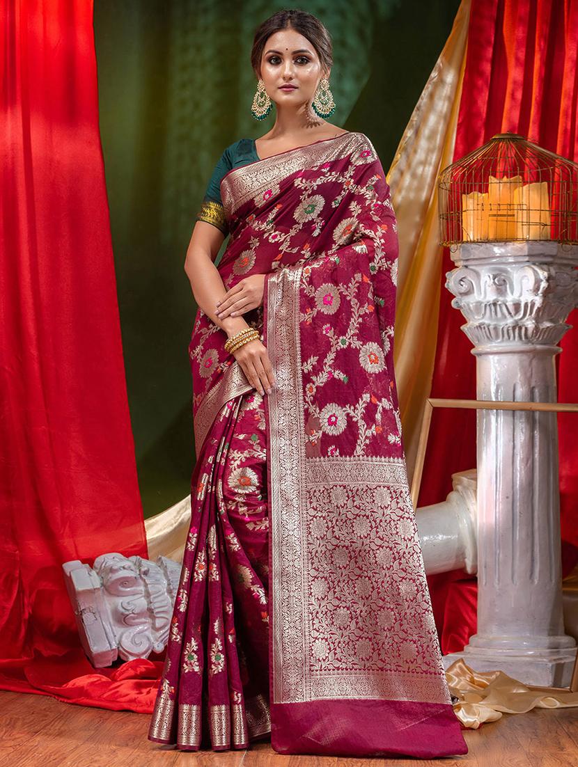 women's self design pink colored saree - 18528596 -  Standard Image - 0