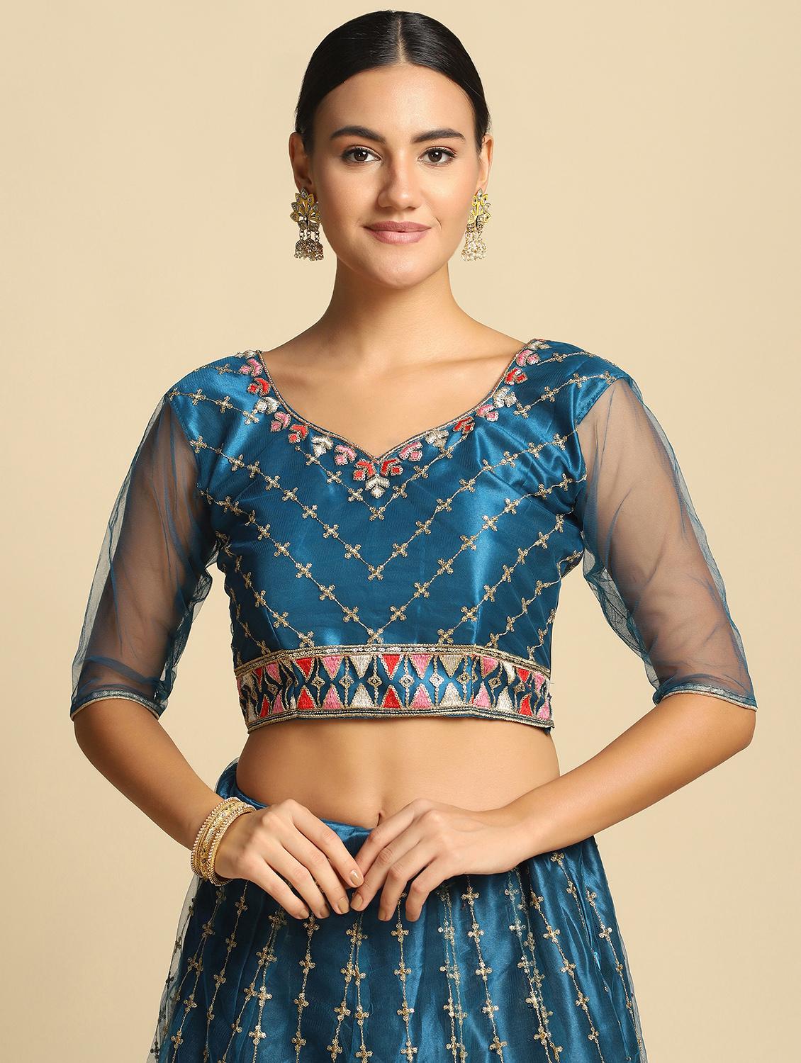 embroidered semi-stitched lehenga choli with dupatta - 18531616 - Standard Image - 4
