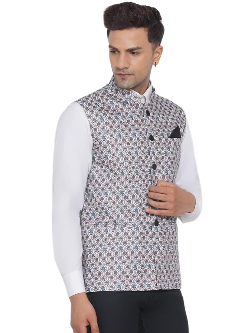 printed nehru jacket - 18532930 - Zoom Image - 2