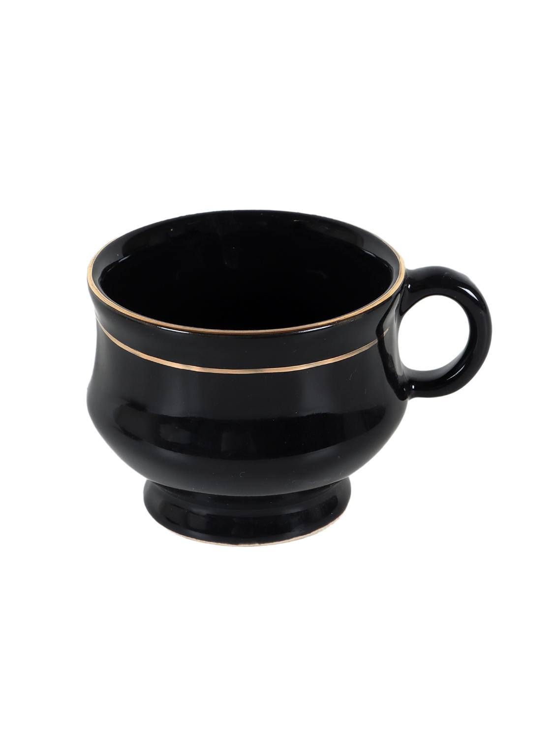cdi 12 pieces black & gold-toned solid ceramic glossy cups and saucers set - 18538357 - Standard Image - 4