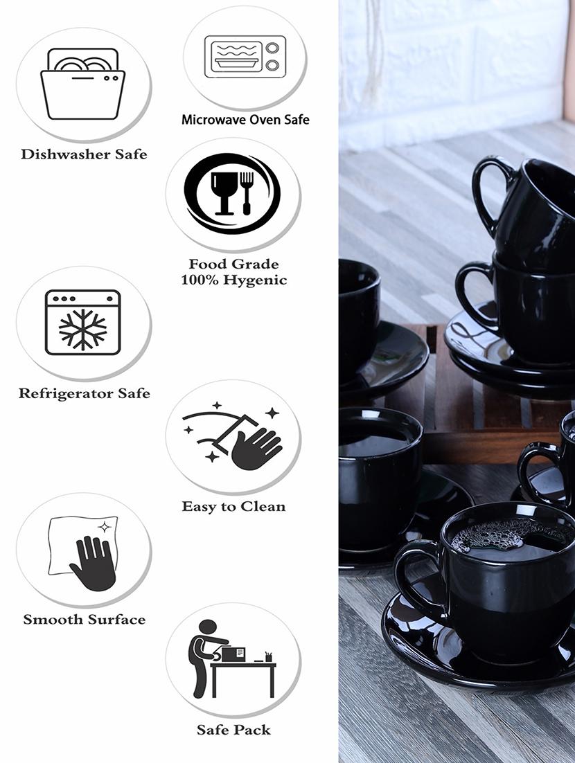 cdi set of 12 black solid ceramic glossy cups and saucers - 18538358 - Standard Image - 7