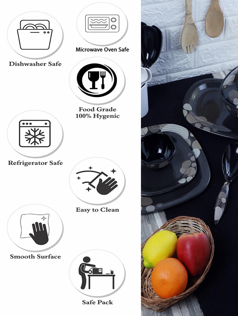 cdi black & white 40 pieces geometric printed melamine glossy dinner set - 18538448 - Standard Image - 8