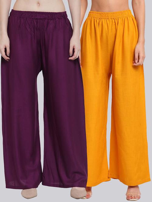 pack of 2 solid flared palazzo  - 18539428 - Very Small Image - 1