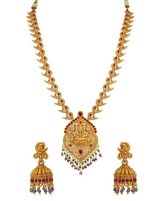 gold plated necklace earing set  - 18565789 - Very Small Image - 1