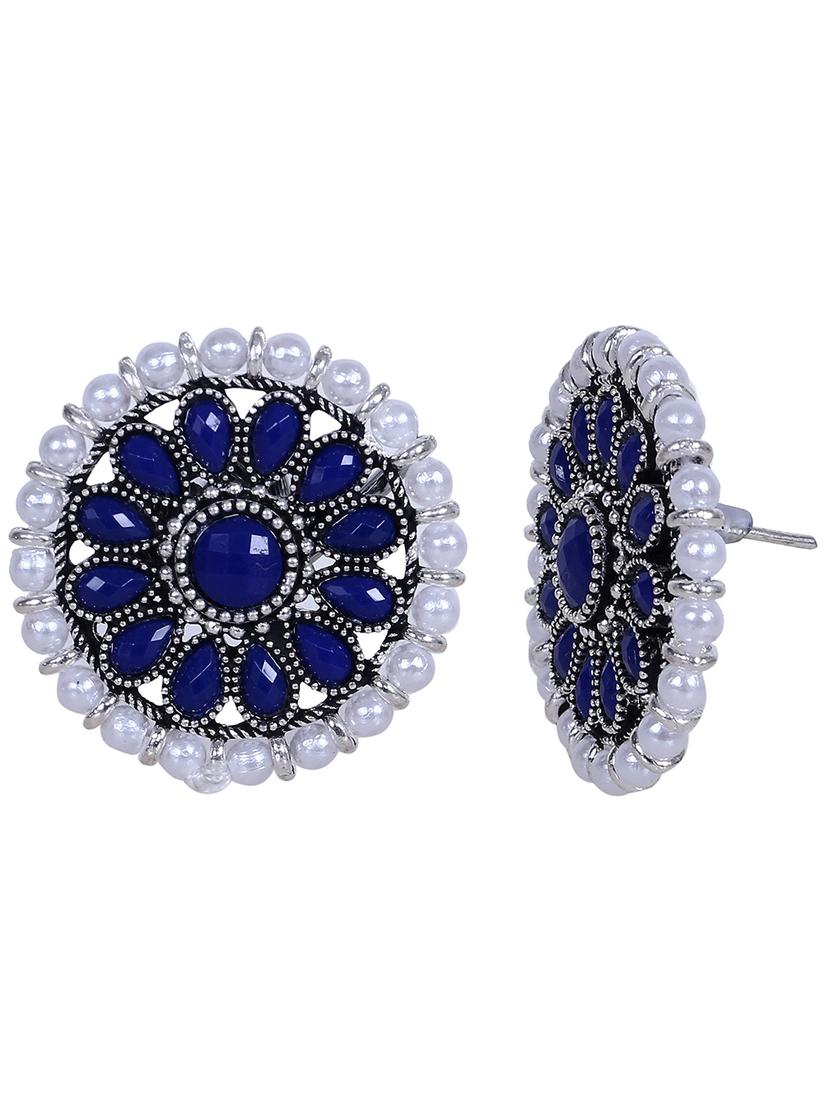 blue silver plated studs earring - 18570350 - Zoom Image - 2