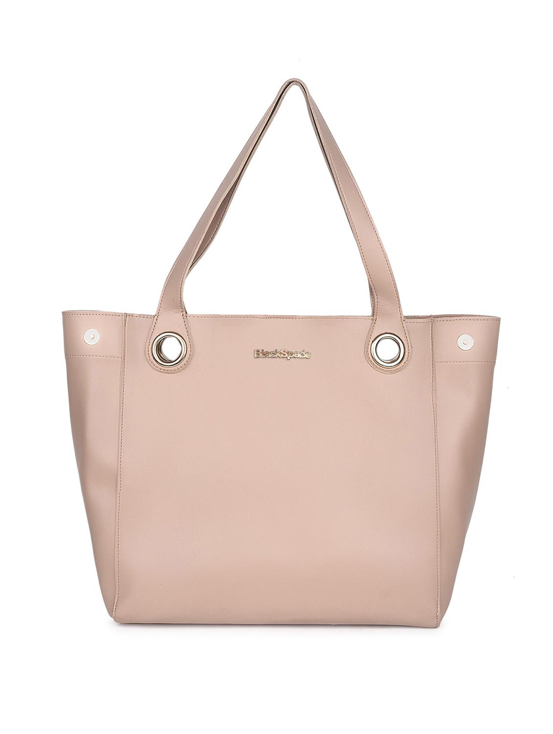 beige solid regular tote - 18570848 -  Zoom Image - 0