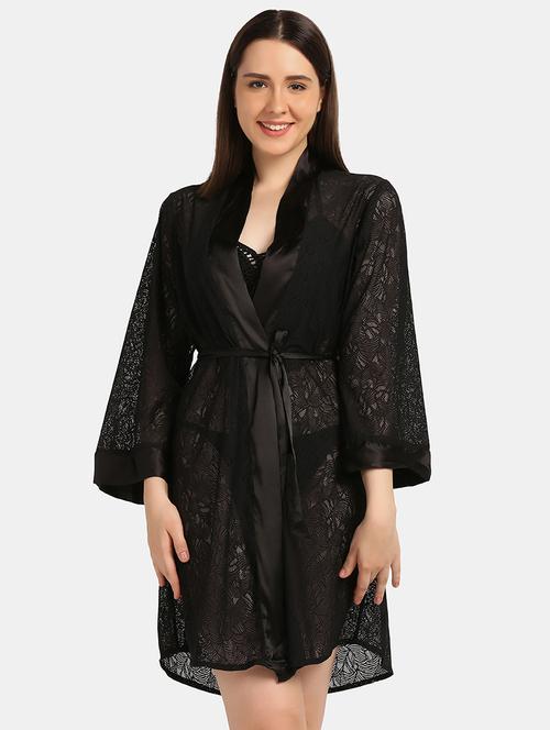 tie front laced robe - 18586675 - Very Small Image - 1