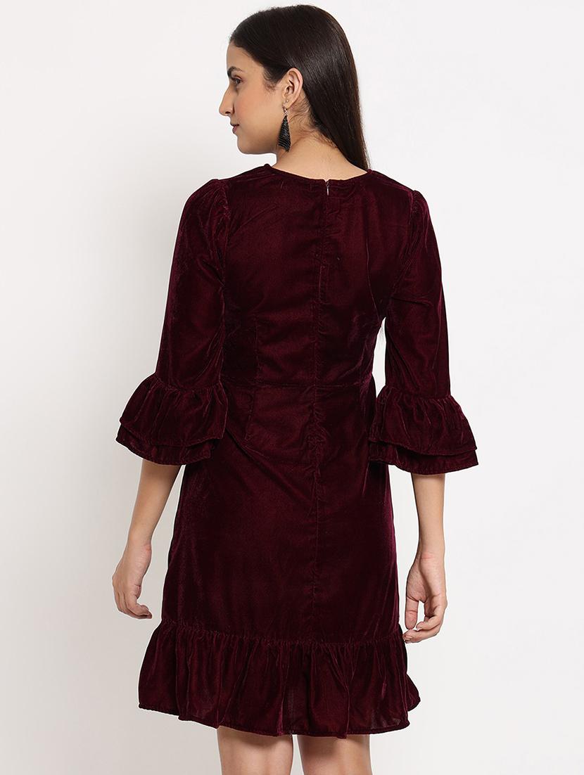 women's fit & flare solid dress - 18592792 - Standard Image - 2