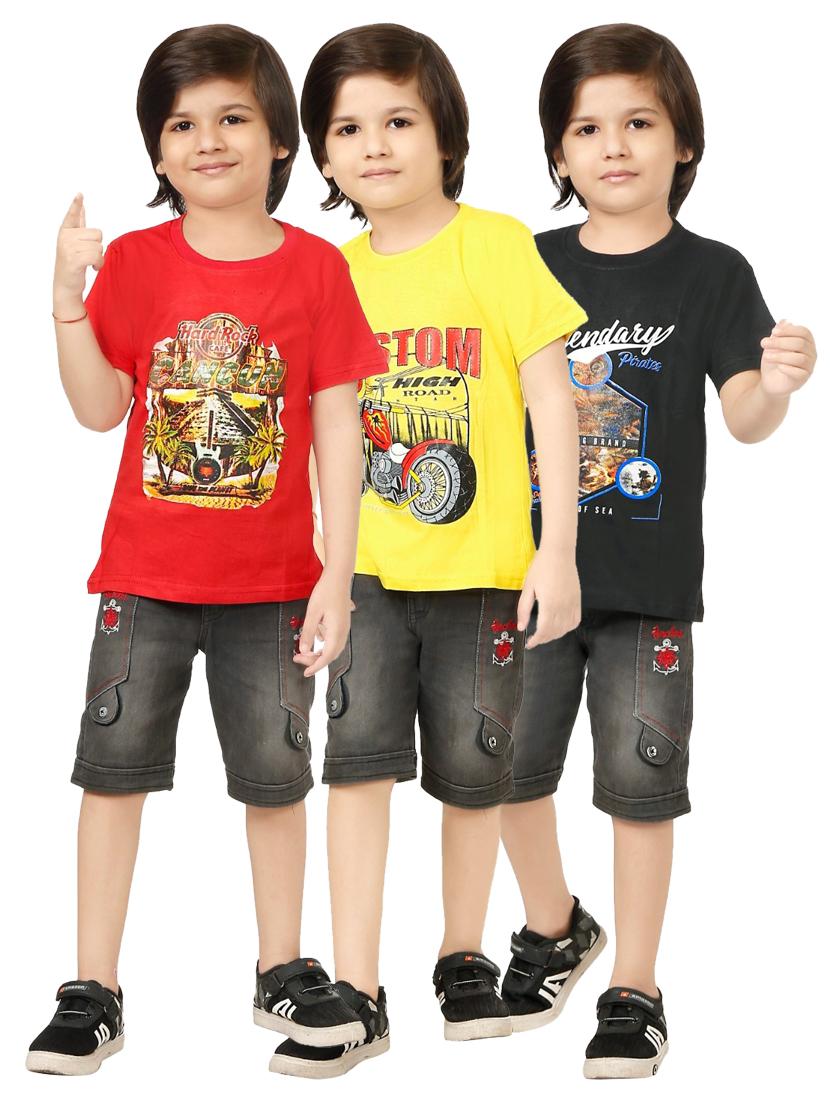 boys pack of 3 printed t-shirts