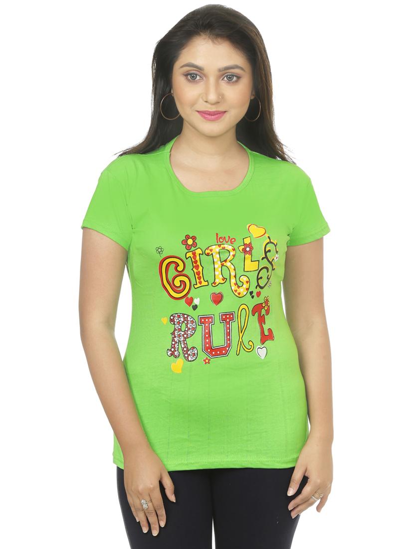 women's front print round neck t-shirt - 18594496 - Zoom Image - 0