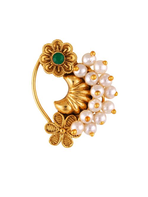 gold brass naath nose pin - 18614426 - Very Small Image - 1